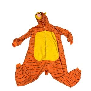 Tiger Striped Orange and Yellow Kids Footie Pajamas